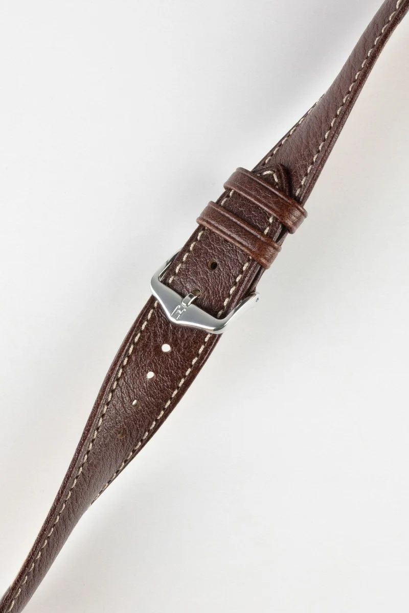 Hirsch BOSTON NQR Brown Buffalo Calfskin Leather Watch Strap