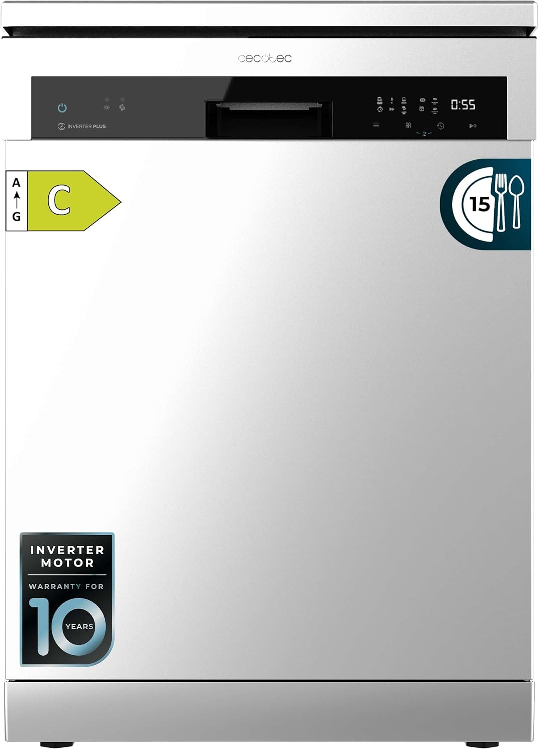 Cecotec Lavastoviglie Bolero Aguazero 6200 Dark D. 1850 W, 14 coperti, 6 programmi, Classe D, Dual Zone Wash, Dry +, Turbo Dry +, Mezzo Carico, Avvio Programmato, AquaStop, Pannello Touch