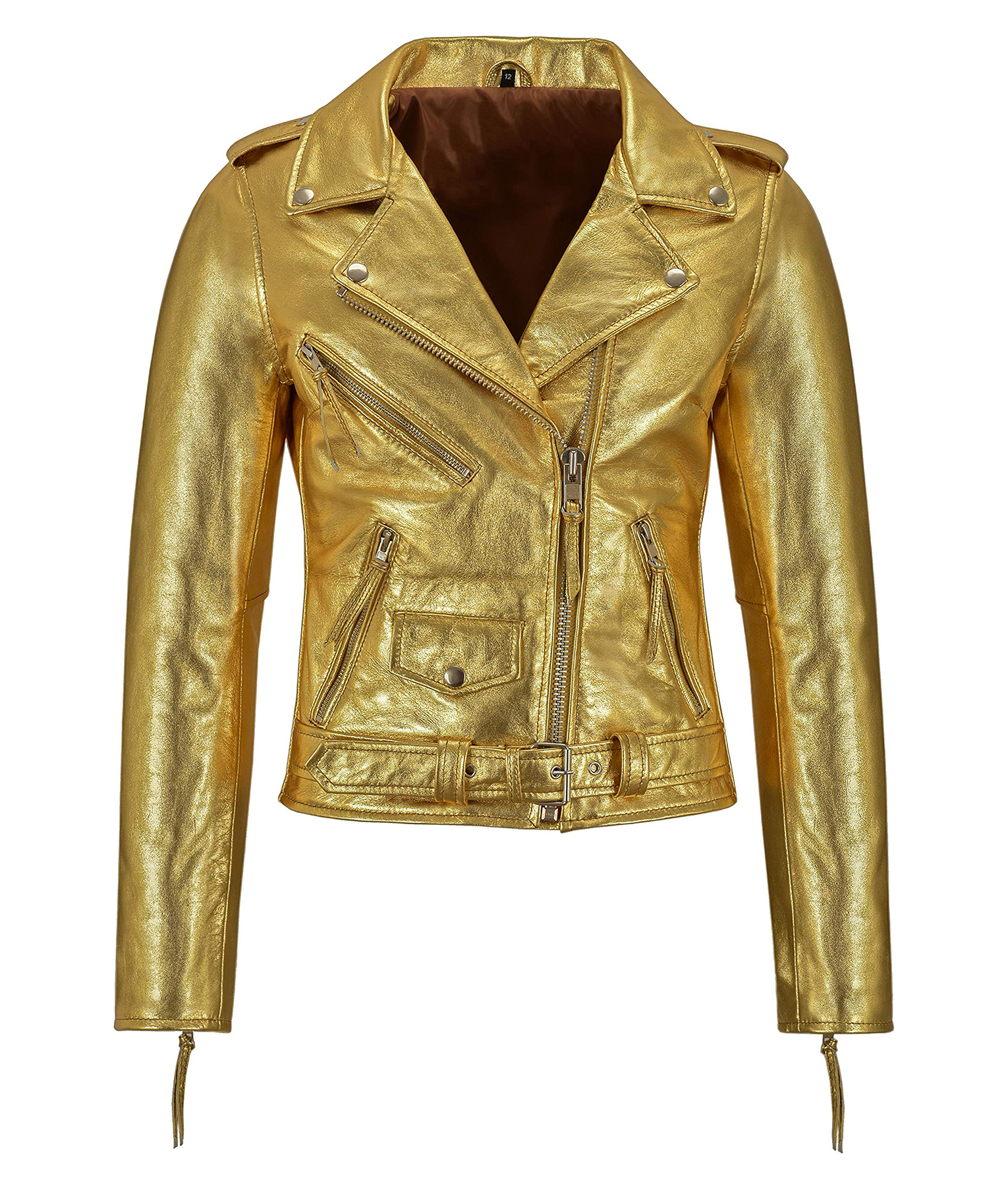 Gold Metallic Biker Leather Jacket