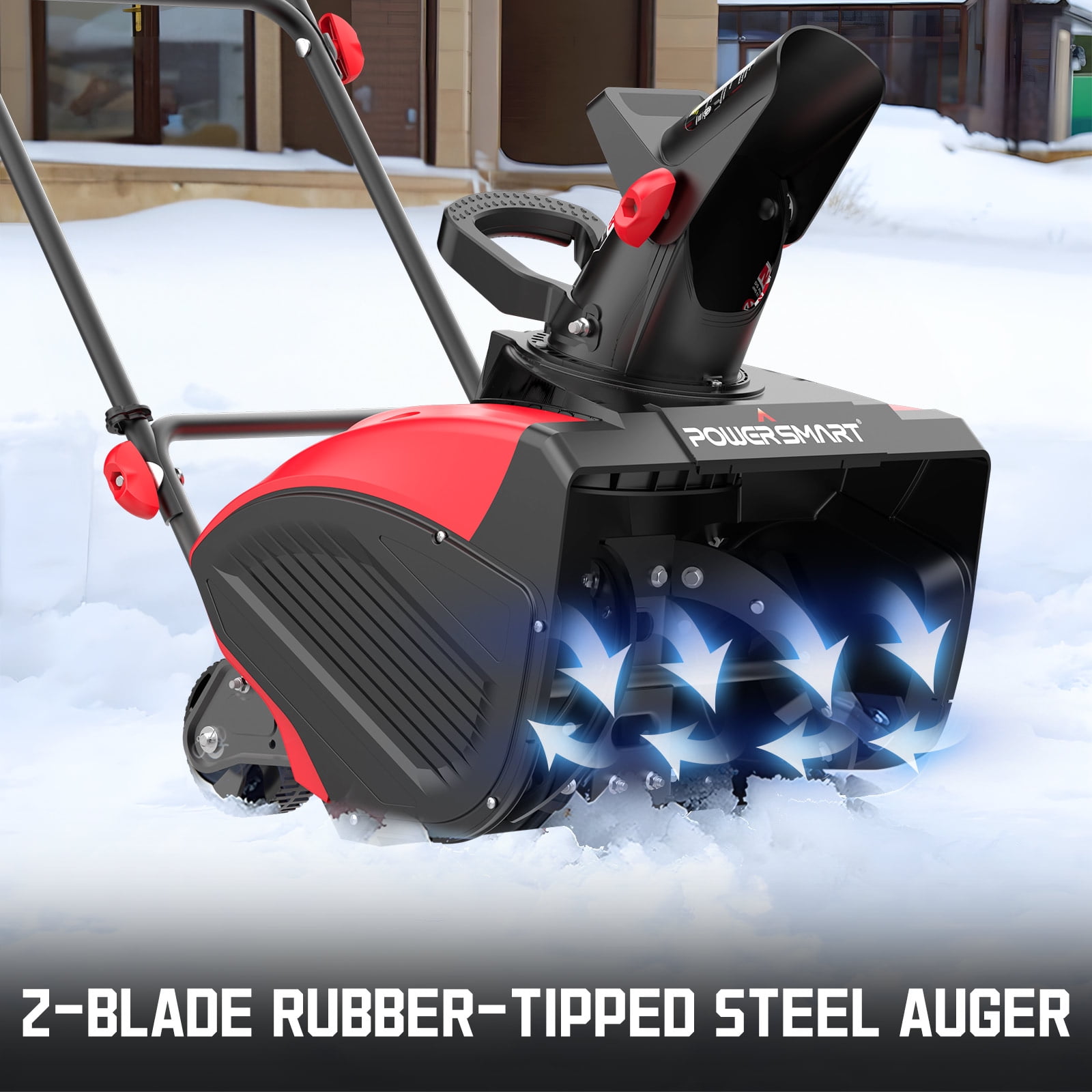 PowerSmart 18′′ Corded Electric Snow Blower, 15-Amp Motor, Lightweight, 180° Adjustable Chute