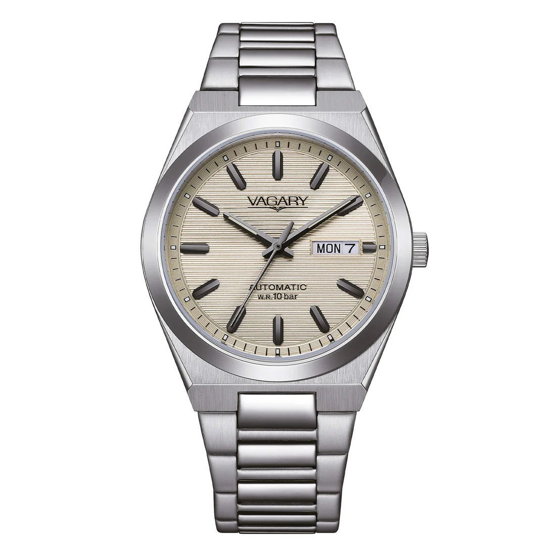 Orologio automatico Vagary IX3-611-11 avorio a righe bracciale acciaio