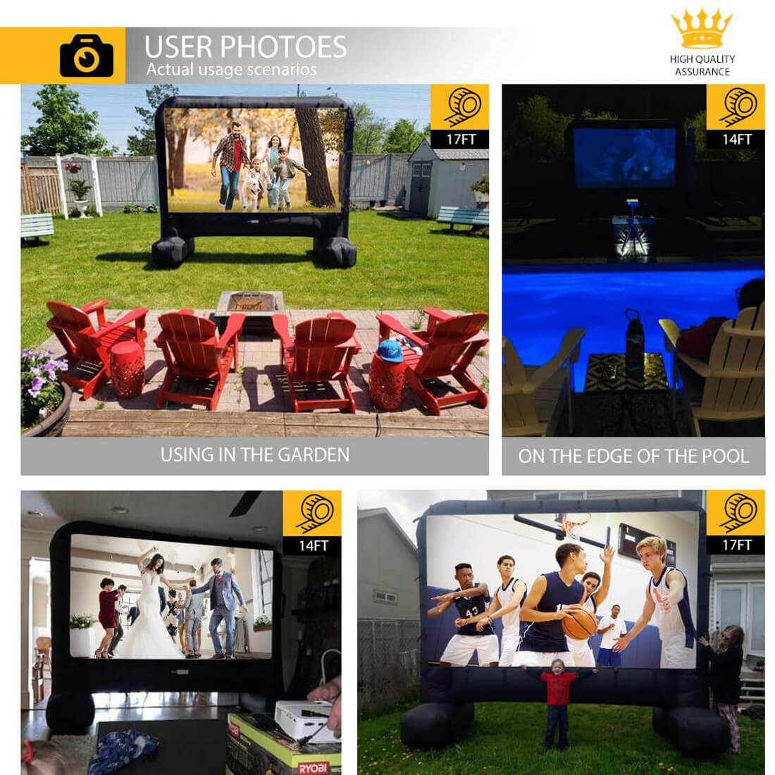 14 17 Feet Inflatable Mega Movie Screen for Front and Rear Projection