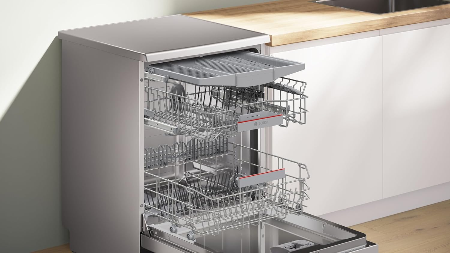 Bosch SMS4ECI28E Serie 4, Lavastoviglie da libera installazione, Home Connect, Diagnostica da remoto, Assistente al lavaggio, Green Collection, Acciaio, 60cm
