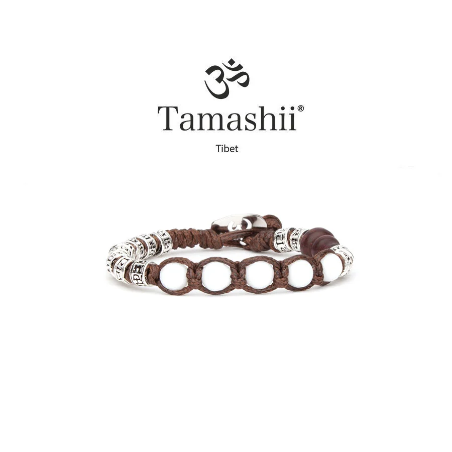 Bracciale Tamashii barilotti in argento e agata bianca sfaccettata BHS924-S4-14
