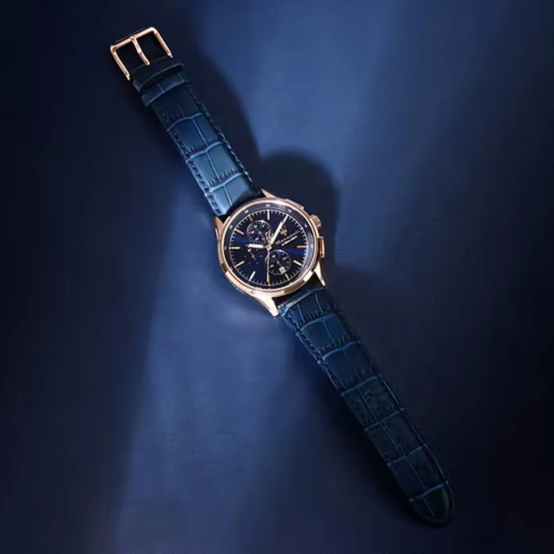 Orologio Maserati Sorpasso crono blu dettagli in oro rosa cinturino pelle R8871624009