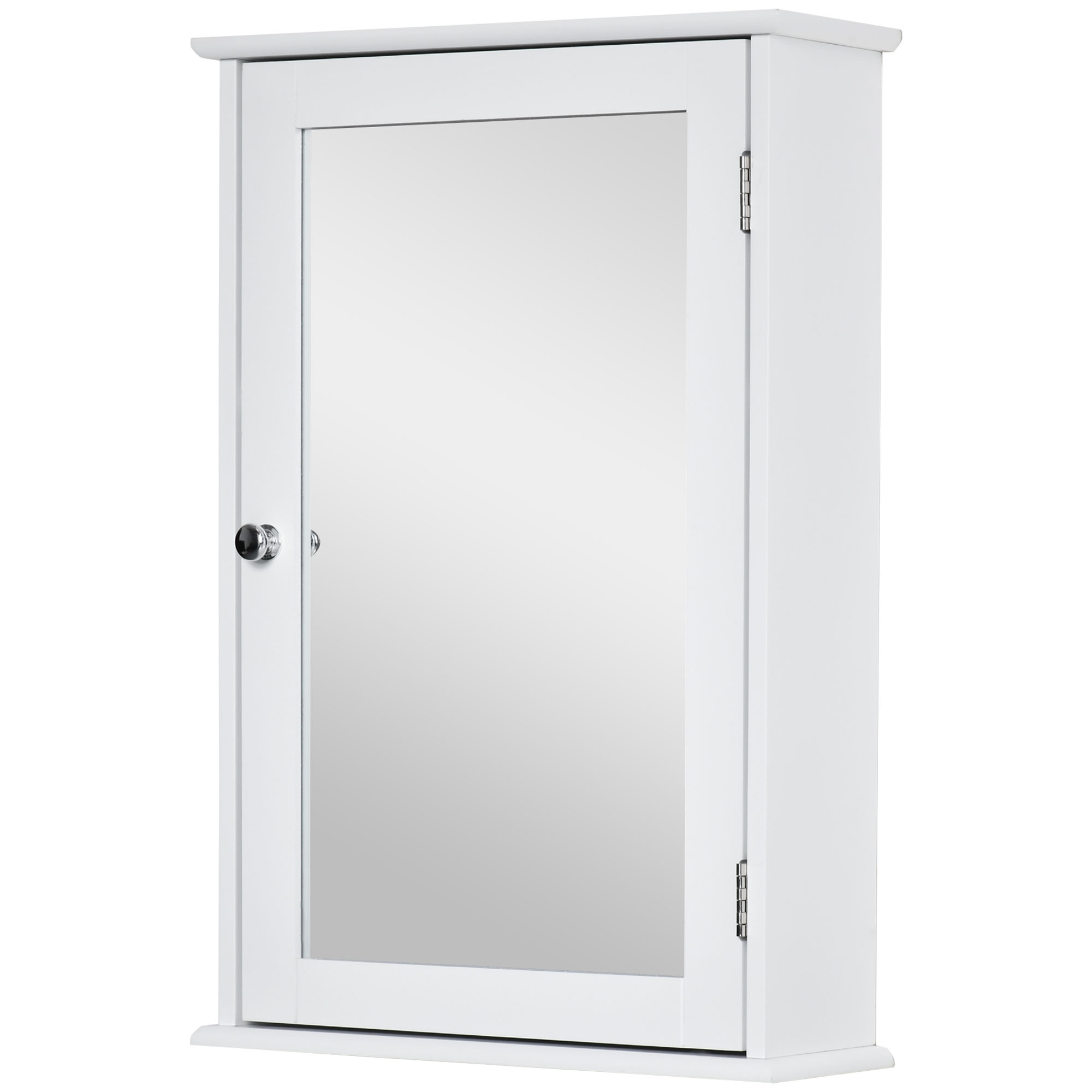 kleankin Wandspiegel-Schrank für das Badezimmer mit Spiegel - Spiegelschrank - WC-Aufbewahrungsschrank - 1 Tür, 2 Regale - Weißes MDF-Glas