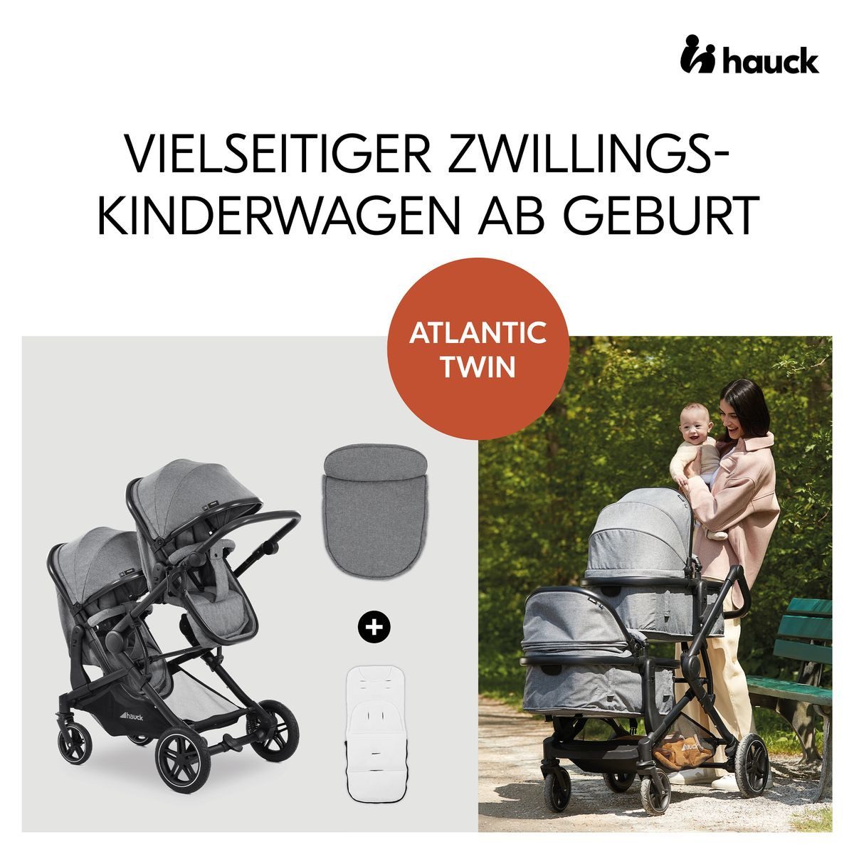 Zwillingsbuggy Atlantic Twin - Melange Grey