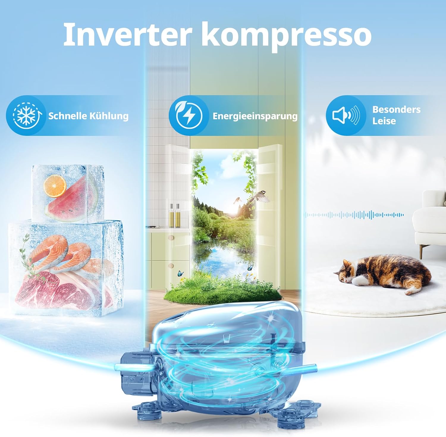 COMFEE RCU40WH3EU(E) 31L Mini Gefrierschrank mit Inverter-Kompressor, D-Energieeffizienz, 4-Sterne-Gefrierleistung, Leise 39 dB, Kompakter Tisch Gefrierschrank für Büro, Küche, Studentenwohnheim Weiß
