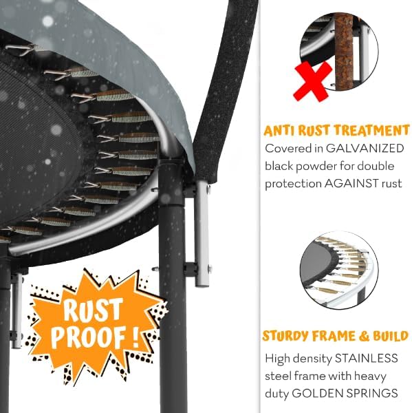 JUMPZYLLA Trampoline 8FT 10FT 12FT 14FT 15FT 16FT Trampoline with Enclosure - Recreational Trampolines with Ladder and AntiRust Coating, ASTM Approval Outdoor Trampoline for Kids