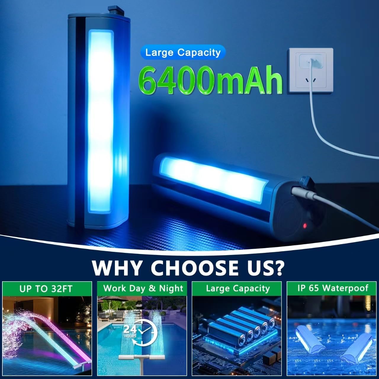 Poolbrunnen 16-farbige LED-Lichter, 12 Modi, oberirdischer Poolbrunnen mit APP-Fernbedienung, Poolsprinkler zur Entspannung, oberirdisches Pool-Kühlsystem