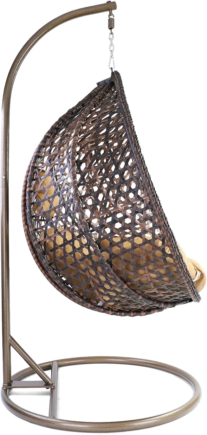 Hängesessel RAMROXX, Braun, Luxus Style XXL Korb Dunkel Gestell mit Relaxkissen