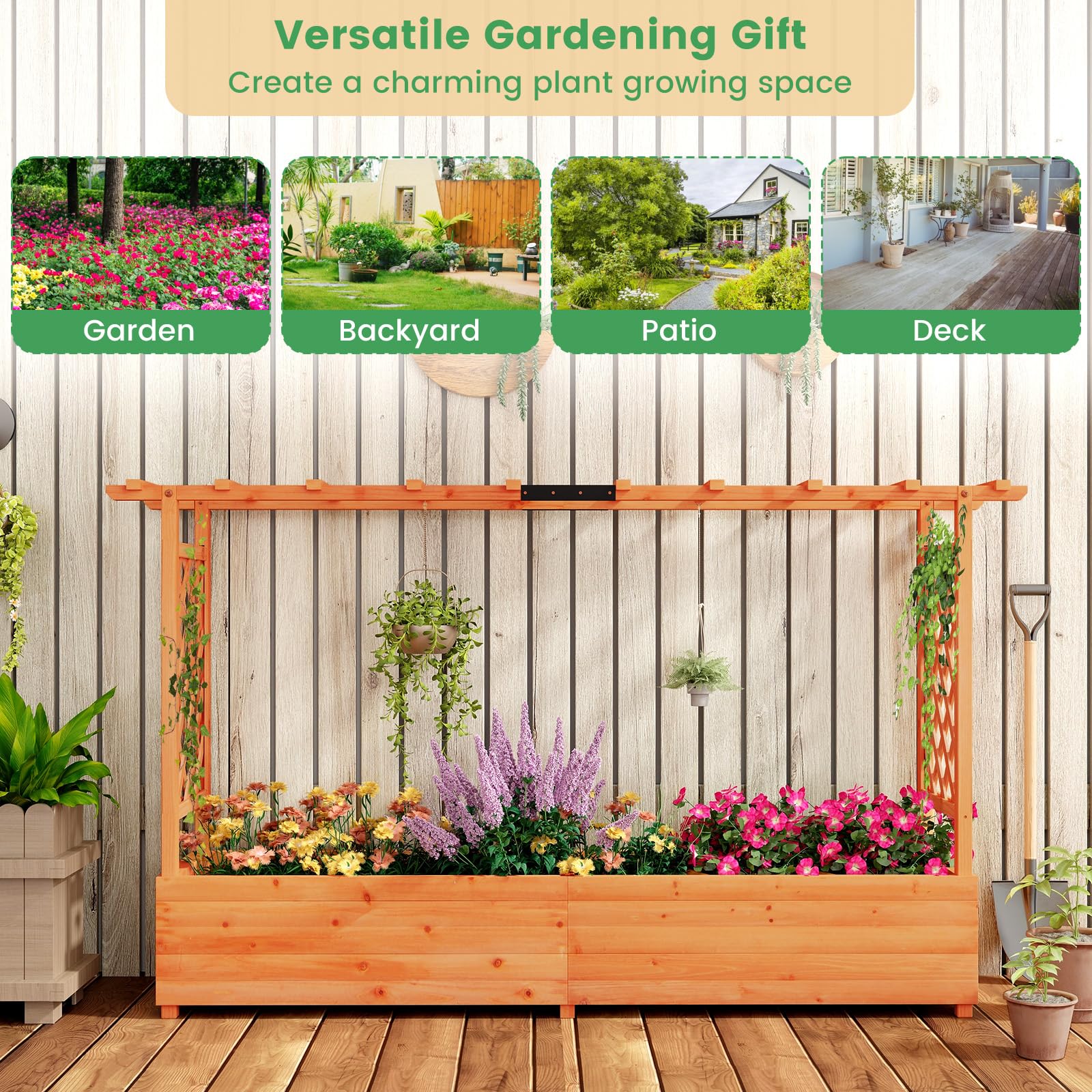 Raised Garden Bed with Trellis & Hanging Roof, 79