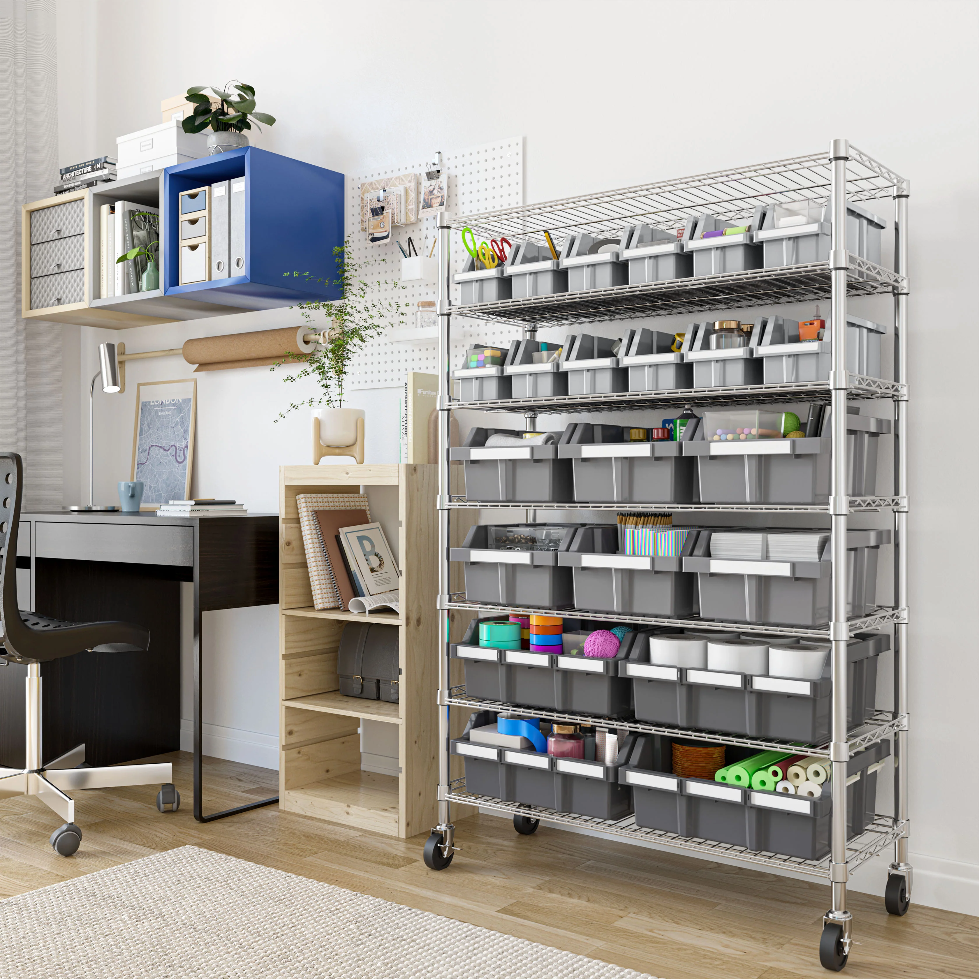 Scaffale NSF a 7 livelli con 22 contenitori