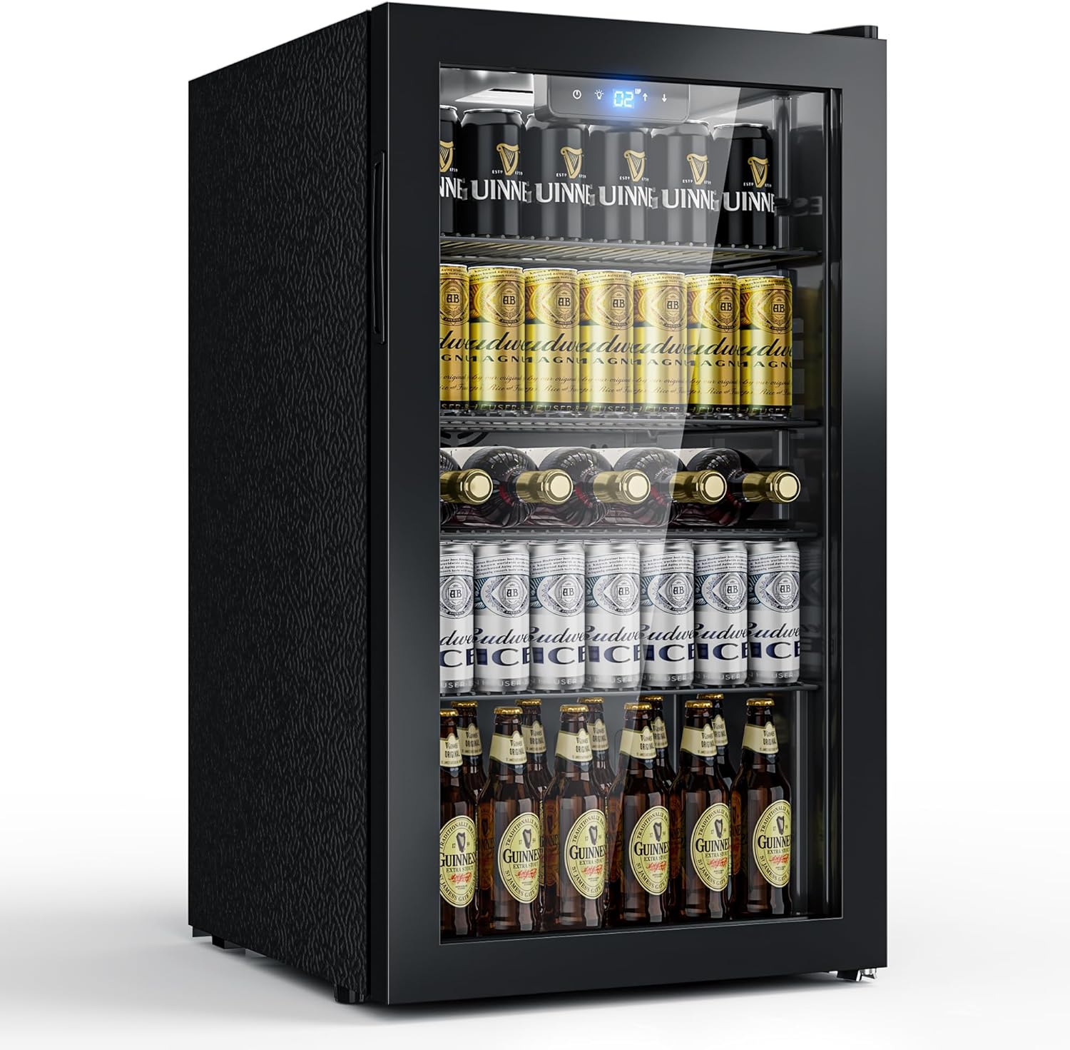 TRIUMPHKEY 90L Getränkekühlschrank mit Klima-Kühlung | Neu: Gleichmäßige & frostfreie Kühlung | 4 verstellbare Ablagen – Platz für 126 Dosen | Ideal für Bar, Büro & Haushalt