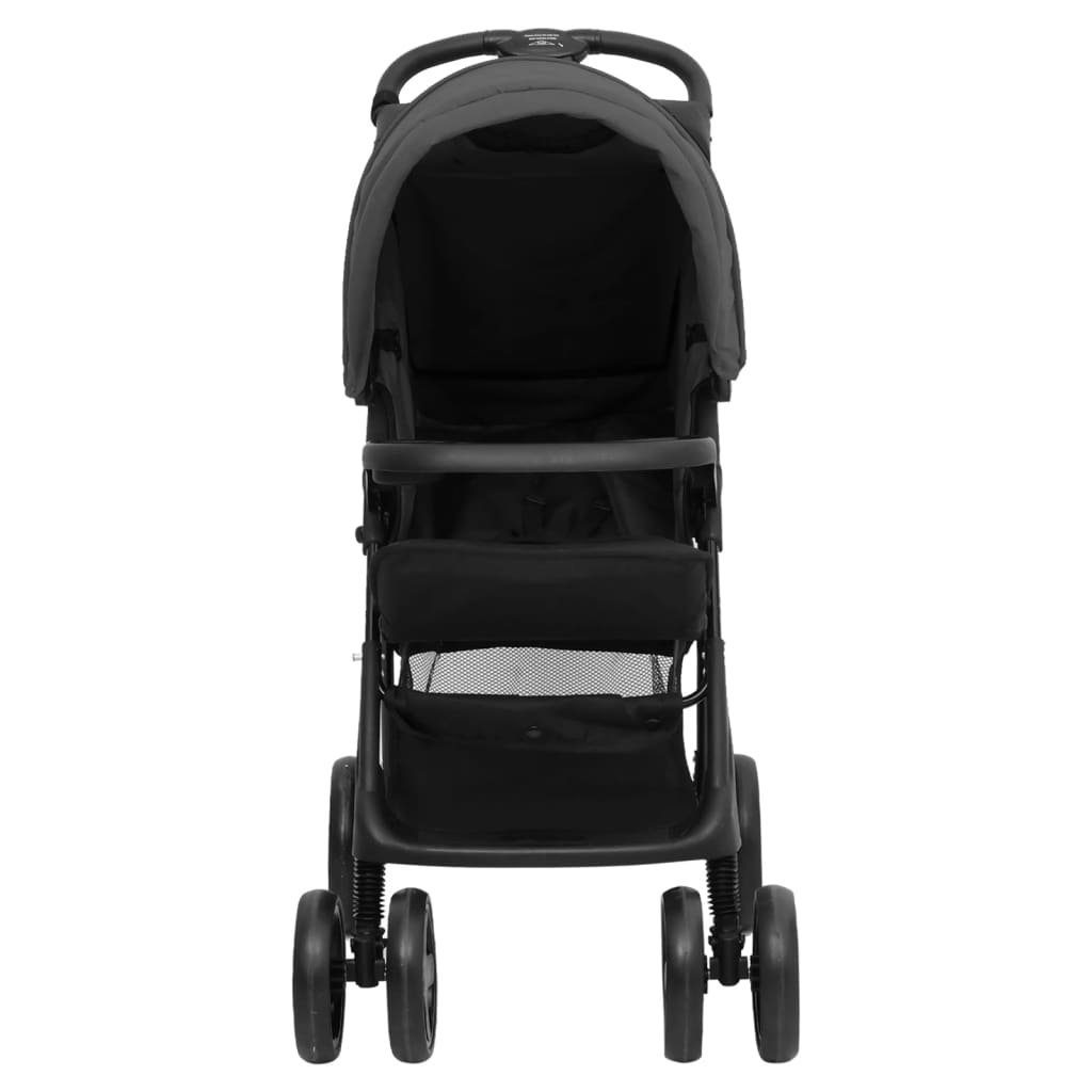 Kinder-Buggy aus Stahl, Leinen in Dunkelgrau und Schwarz
