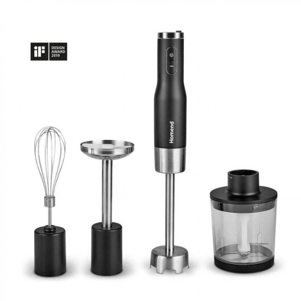 Küchenmaschine Homend Artfood 1925h Stabmixer Mixer Zerkleinerer Set Schwarz