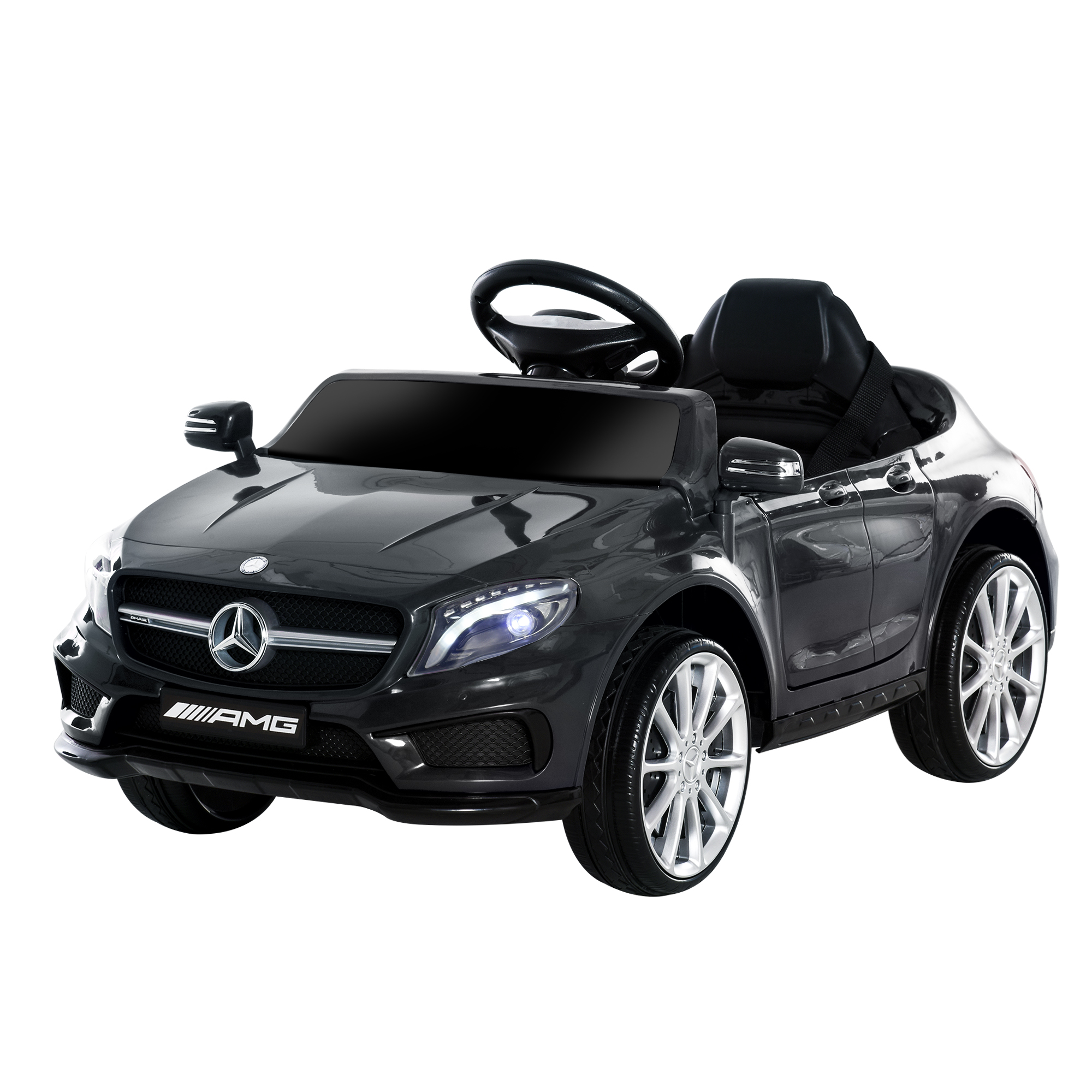 HOMCOM Elektroauto für Kinder unter Lizenz Mercedes Benz GLA AMG mit Fernbedienung MP3 USB Lichter und Sounds Schwarz