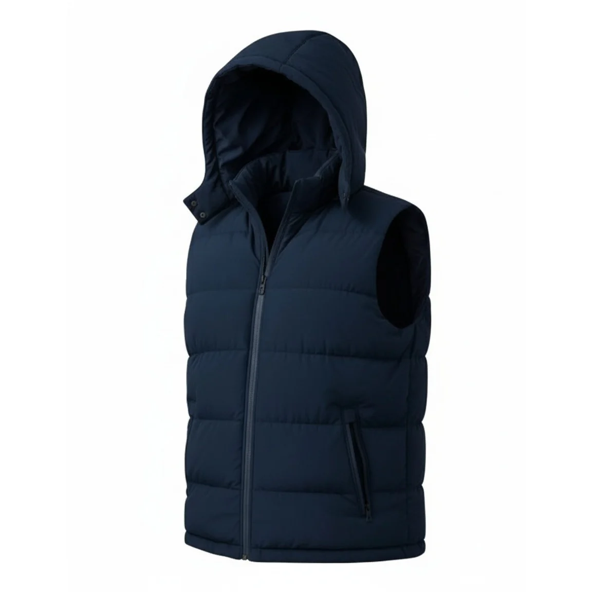 12 Pack Adult Zip Up Hooded Puffer Vest in Navy