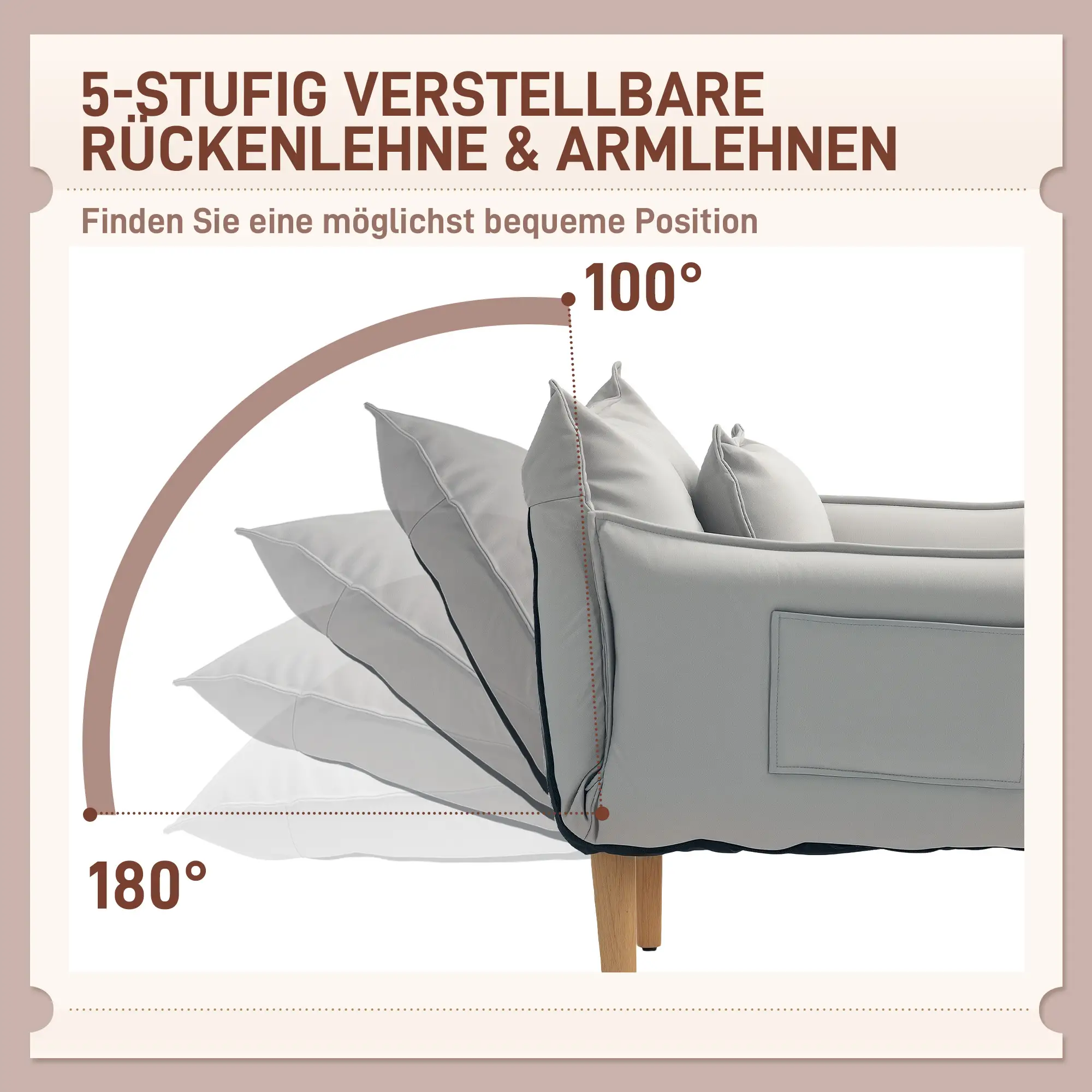 HOMCOM Schlafsessel mit 5-fach verstellbarer Rückenlehne 2in1 Bodensofa