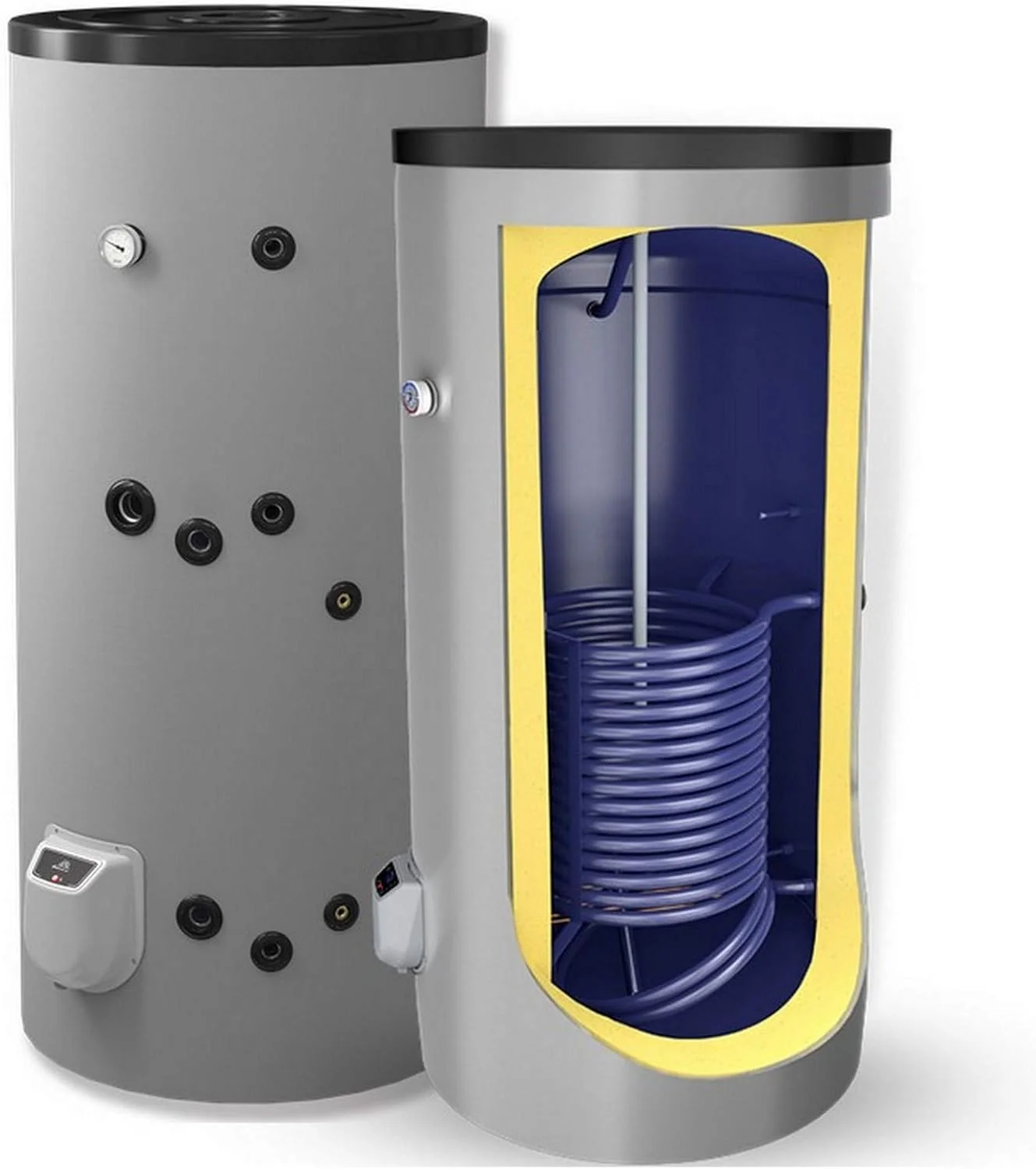 Kombispeicher kombinierter Warmwasserspeicher Standspeicher Boiler mit 1 Wärmetauscher in der Größe 300 L Liter und 3-9 kW Elektroheizstab
