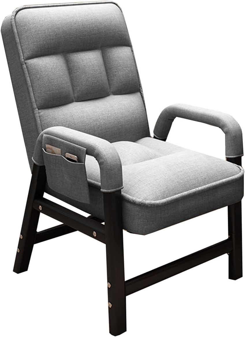 Sedie Con Supporto Lombare Poltrona Imbottita Con Robusto Telaio In Metallo Poltrona Reclinabile Con Braccioli Sedie Ergonomiche Da Reception Per Camera Da Letto(Light gray)