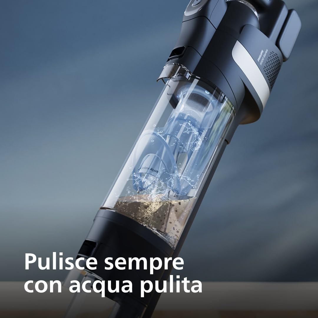 AquaTrio 9000 Aspirapolvere Lavapavimenti Senza Fili, Aspirabriciole, per Polvere, Macchie, Liquidi e Animali domestici, Spazzole AquaSpin ad Alta Velocità, Sistema di Autopulizia (XW9463/11)