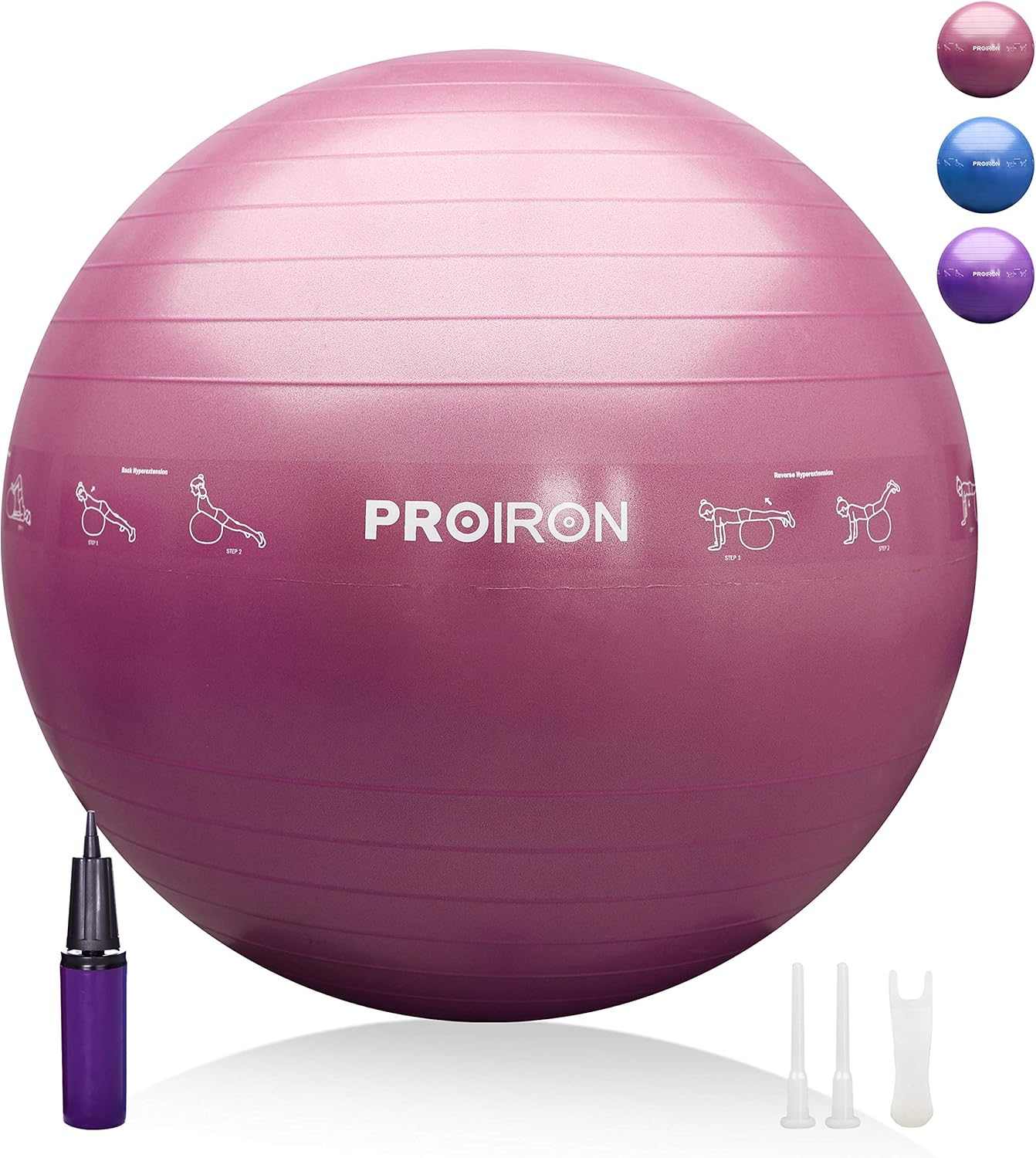 PROIRON Palla Fitness con Pattern di Pose, Fitball 55 cm 65 cm 75 cm con Pompa, Palla per Pilates, Esercizi, Ginnastica e Yoga