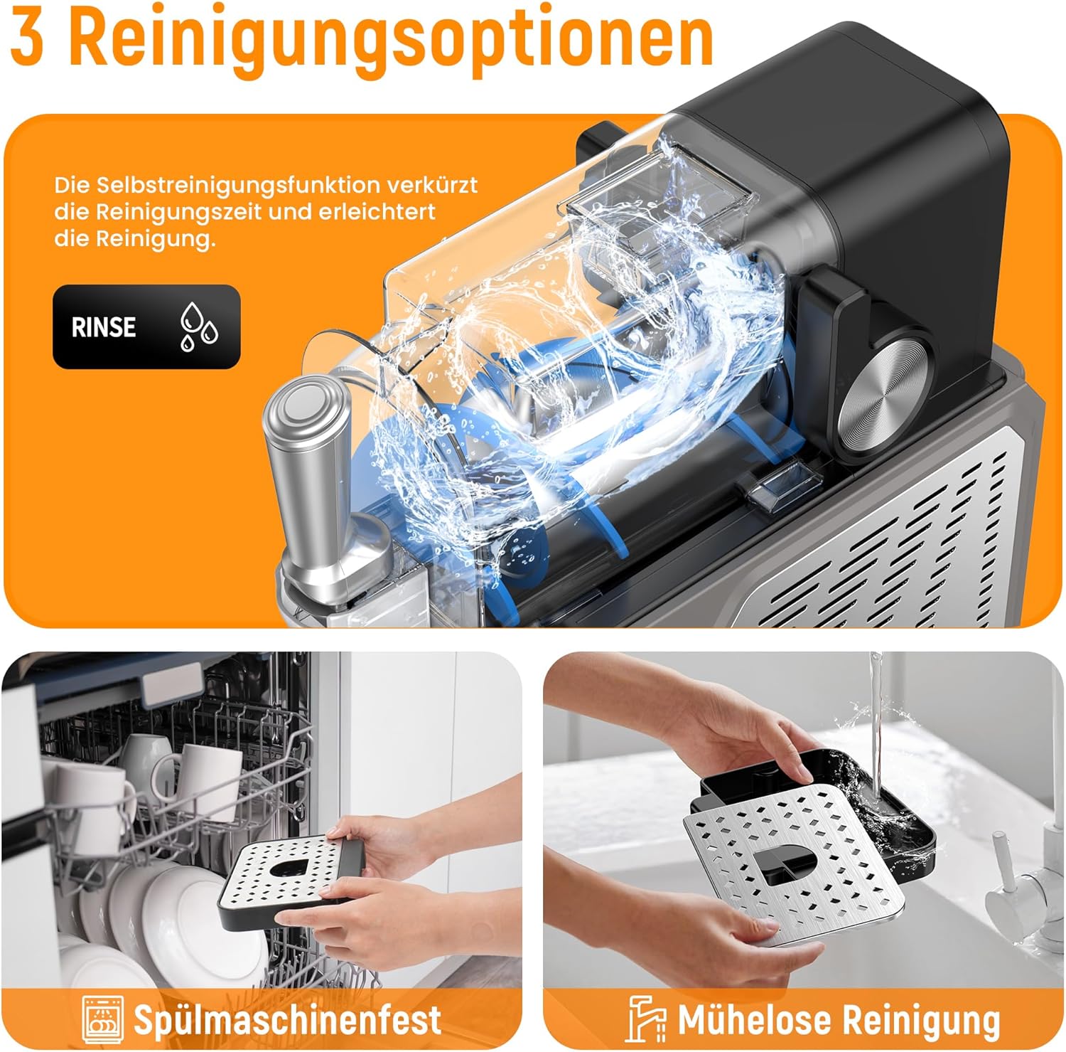 Slush Maschine – 2,5 L Eismaschine & Slushie Maschine für Zuhause, mit LED-Display, 6 voreingestellten Programmen für Eiscreme, Frappés, Milchshakes, automatischer Reinigung (Black) (Black)