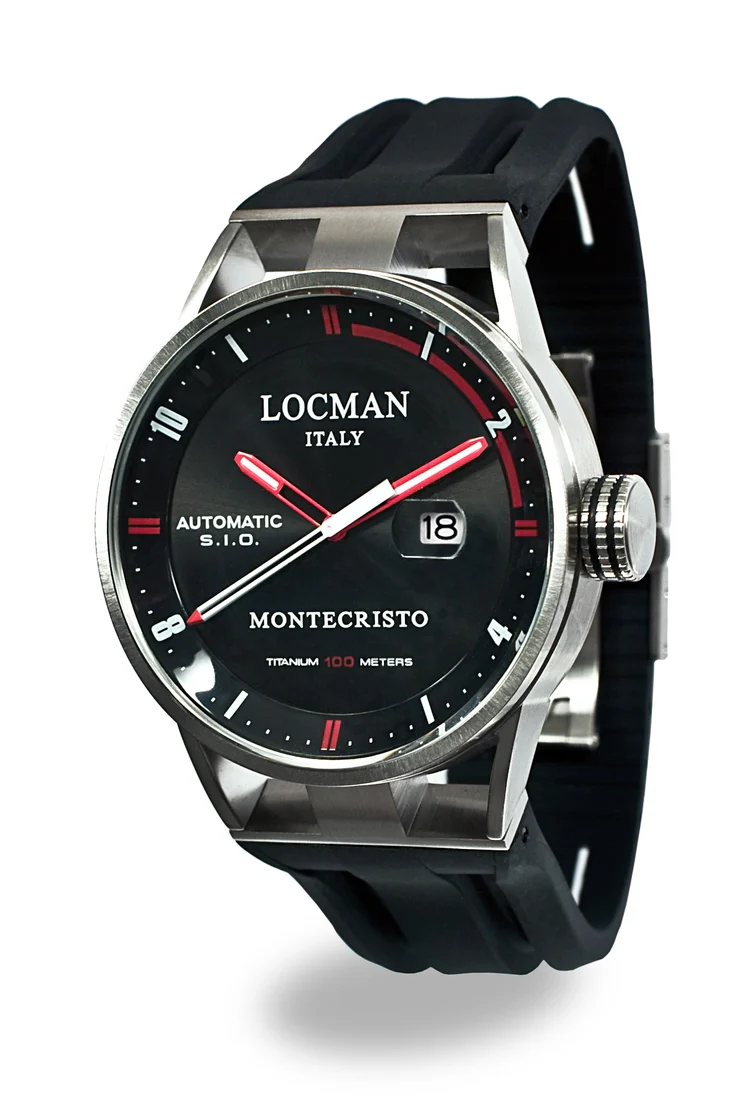 Locman Montecristo automatico nero e rosso silicone nero 051100BKFRD0GOK
