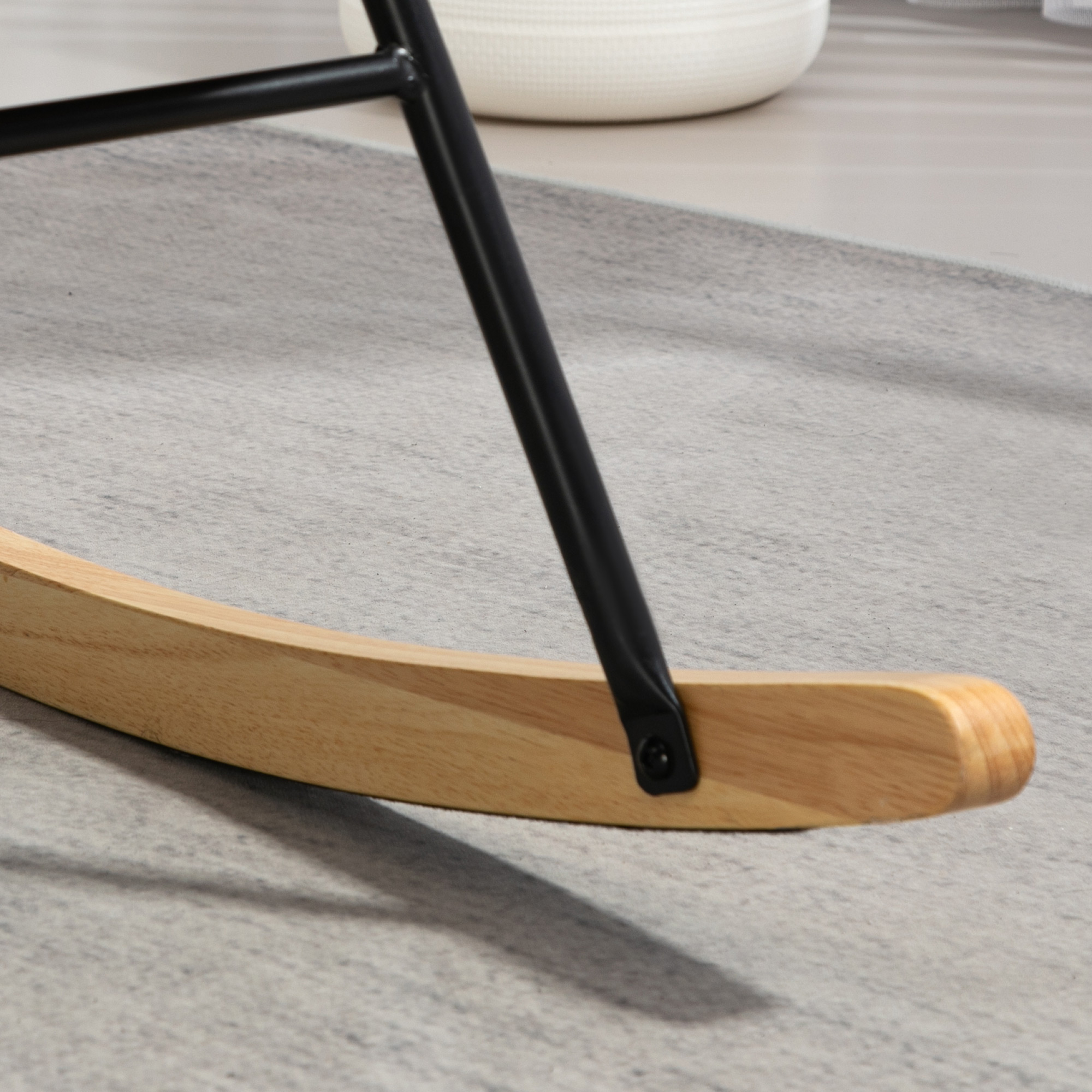 Schommelstoel in Samt-uitstraling met Lendenkussen, tot 120 kg, 67 x 85 x 112 cm, Crèmewit