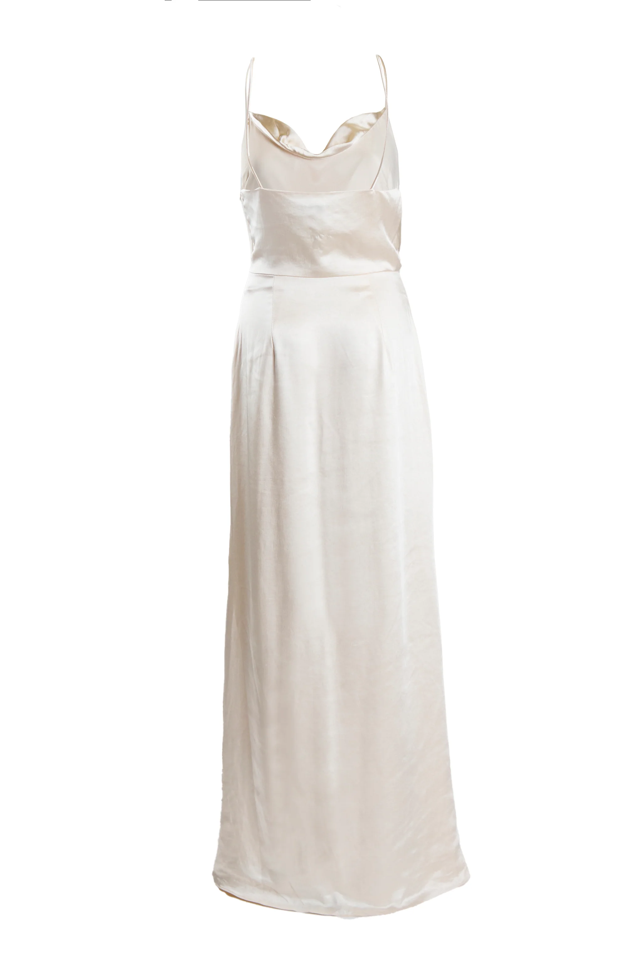 Vivian White Cowl-Neck Bias Cut Maxi-Dress