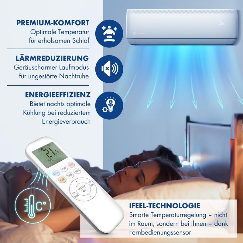 Multisplit Klimaanlage 2 Innengeräte Set (2 x 3,5kW) Klimagerät Air Conditioner mit Heizfunktion 18000 BTU 5,3kW A++ WiFi/App-Steuerung 4D AirFlow Heizen bis -20°C Vorgefüllt R32