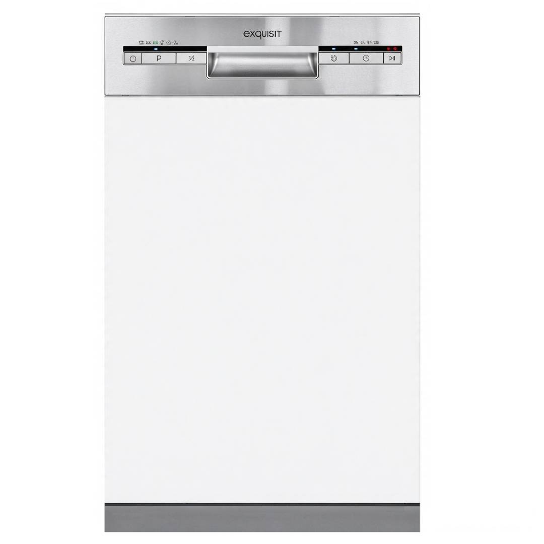 Teilintegrierter Geschirrspüler 45 cm für 9 Maßgedecke mit 6 Programmen und Startzeitvorwahl, Edelstahl