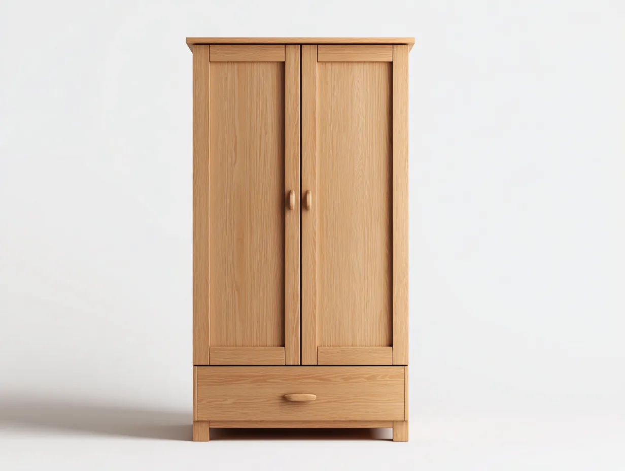 Kleiderschrank-Holz-92x55x188 cm-Natur-Landhausstil