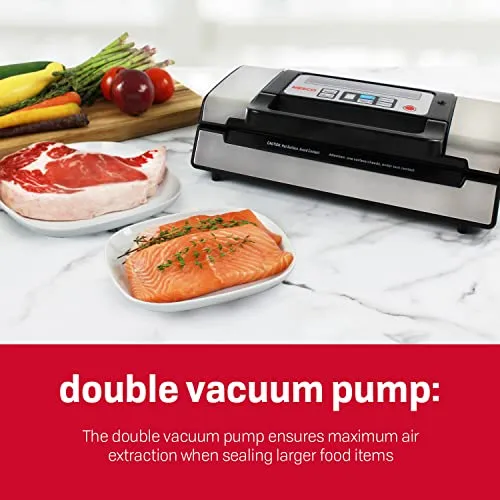 Nesco Deluxe Food VS 12 Vacuum Sealer, 130 Watts, Kit Bags & Viewing Lid