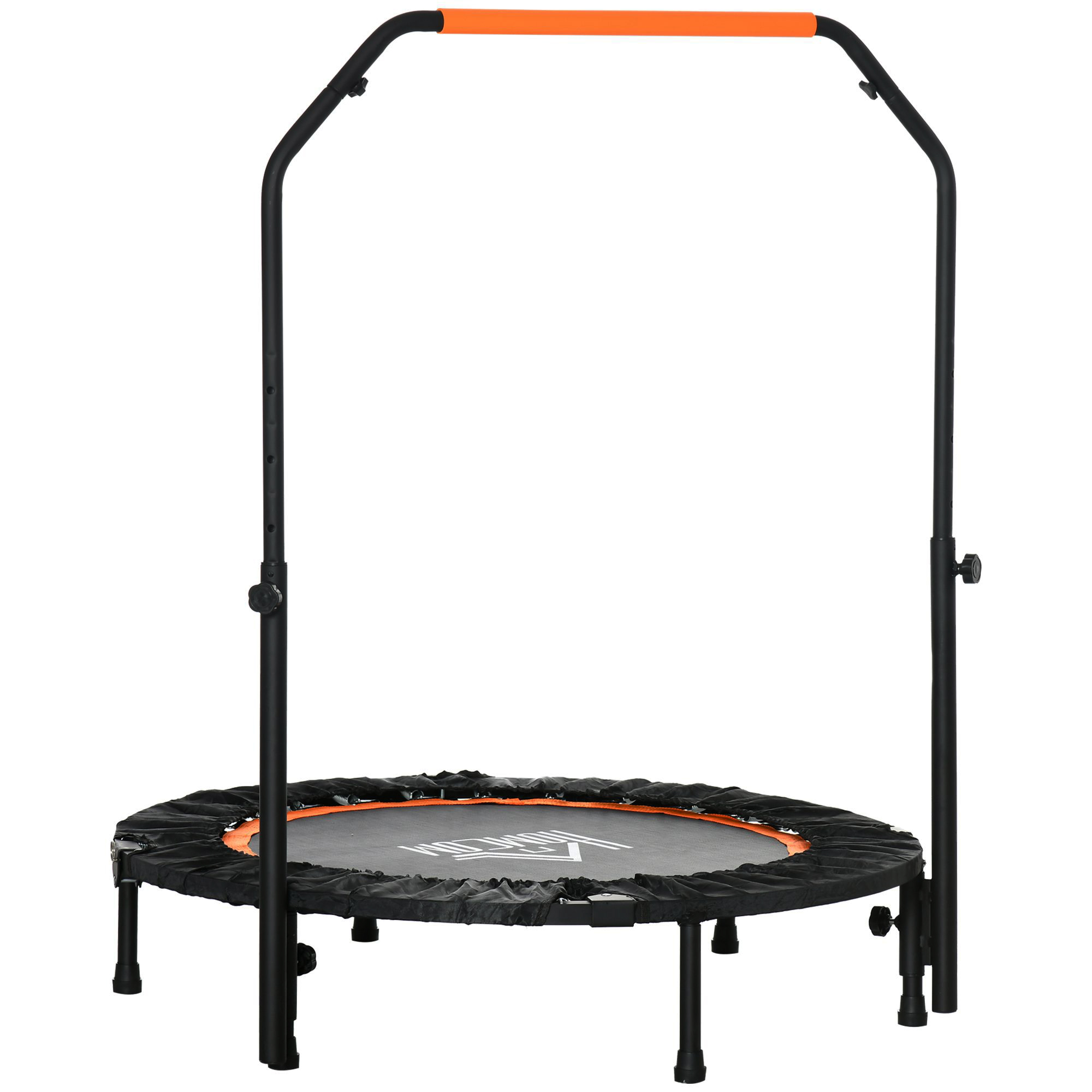 HOMCOM Fitnesstrampolin, klappbar, verstellbarer Haltegriff, Ø102 x 123H cm, bis 100 kg, Schwarz