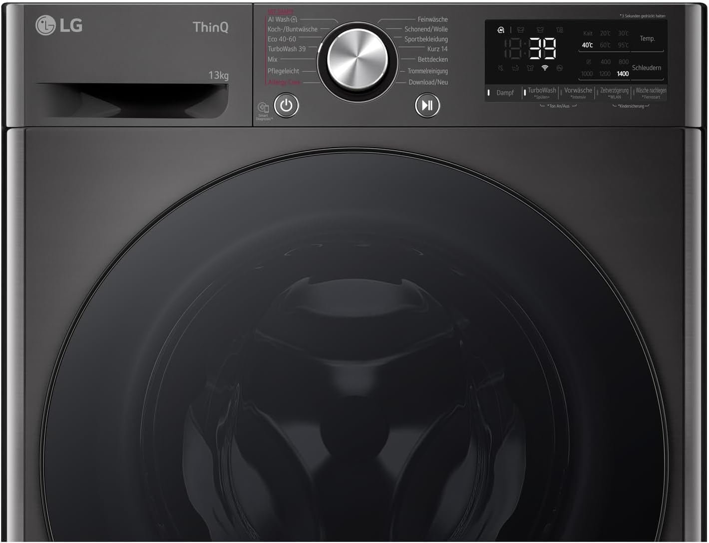 LG F4WV7080, Klasse A, Frontlader-Waschmaschine 8 kg, 1400 U/Min, AI Direct Drive, Wi-Fi, Tiefenreinigung mit Dampf, Groe Kapazitt, TRIPLE A, Auentür aus Sicherheitsglas, 62 x 60 x 85 cm Wei