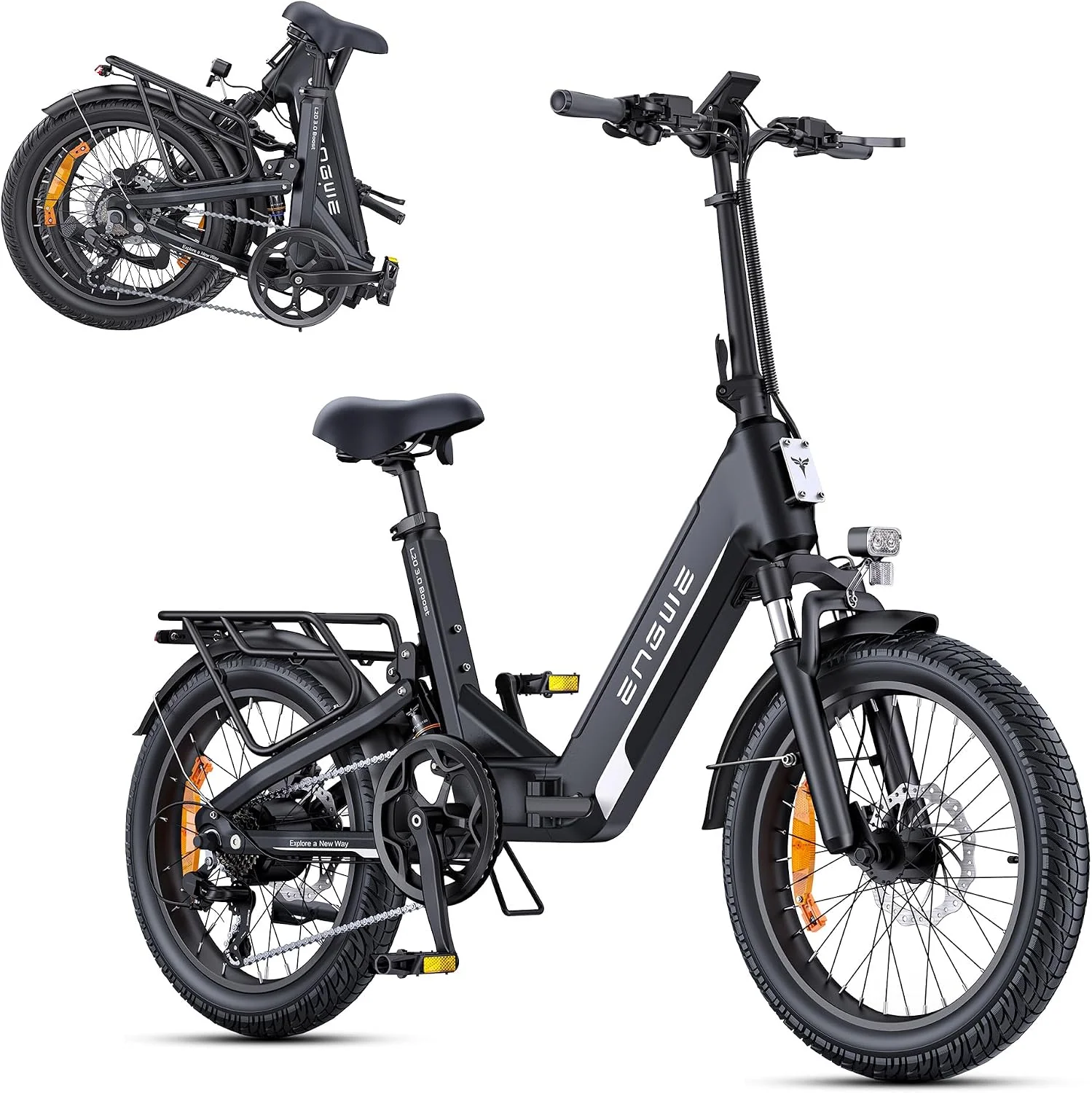 ENGWE L20 3.0 Boost Elektrofahrrad, 48 V 13,5 Ah, Akku, bis zu 135 km, Drehmomentsensor und hydraulische Bremsen, Reifen 20 x 3,0, App-Unterstützung