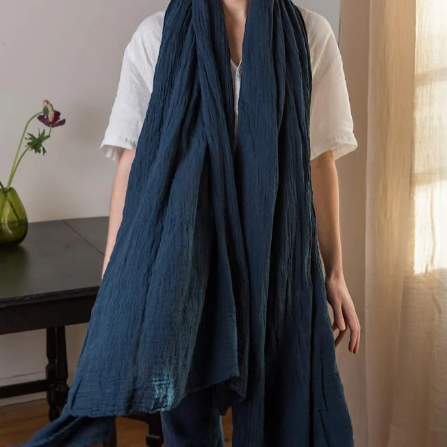 Pure Linen Stole | Japan Blue