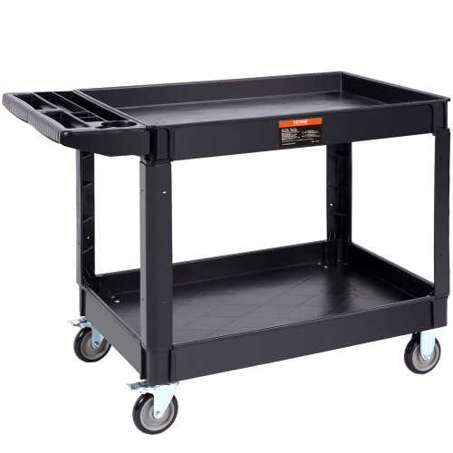 VEVOR Servierwagen 249kg Tragfähigkeit Abräumwagen 116x65x85cm Servicewagen aus PP Werkstattwagen mit arretierbaren Rädern Werkzeugwagen Werkstatt-Rollwagen für Lager Garagen Büros Gärtner Hotels