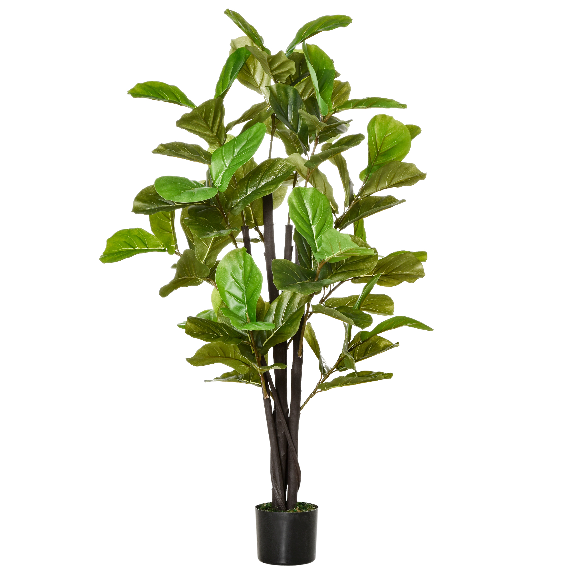 HOMCOM Künstlicher Ficus für Innen- und Außenbereich, Realistische künstliche Pflanze mit 78 Blättern, 130cm