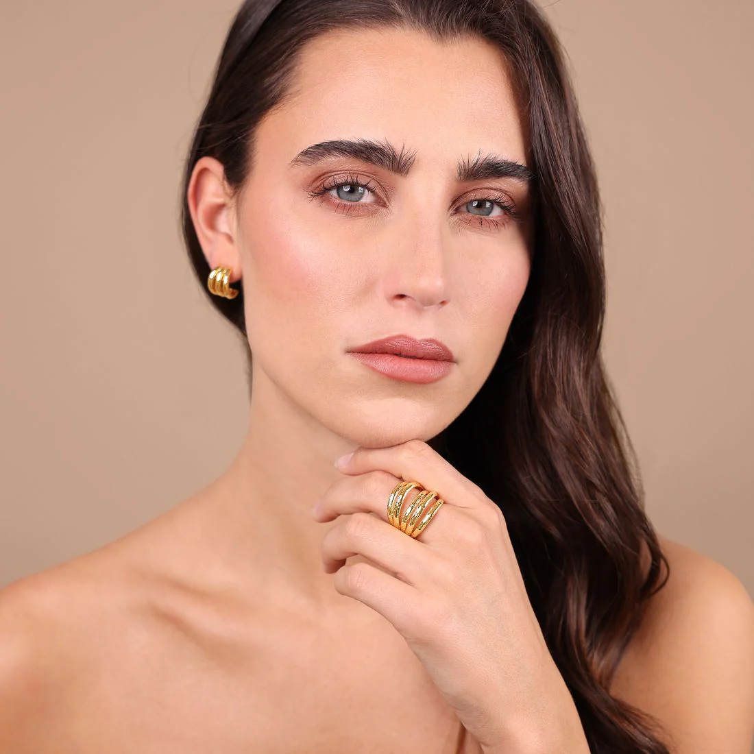 Anello Etrusca Gioielli a fascia multifilo martellato WSET00870.YG