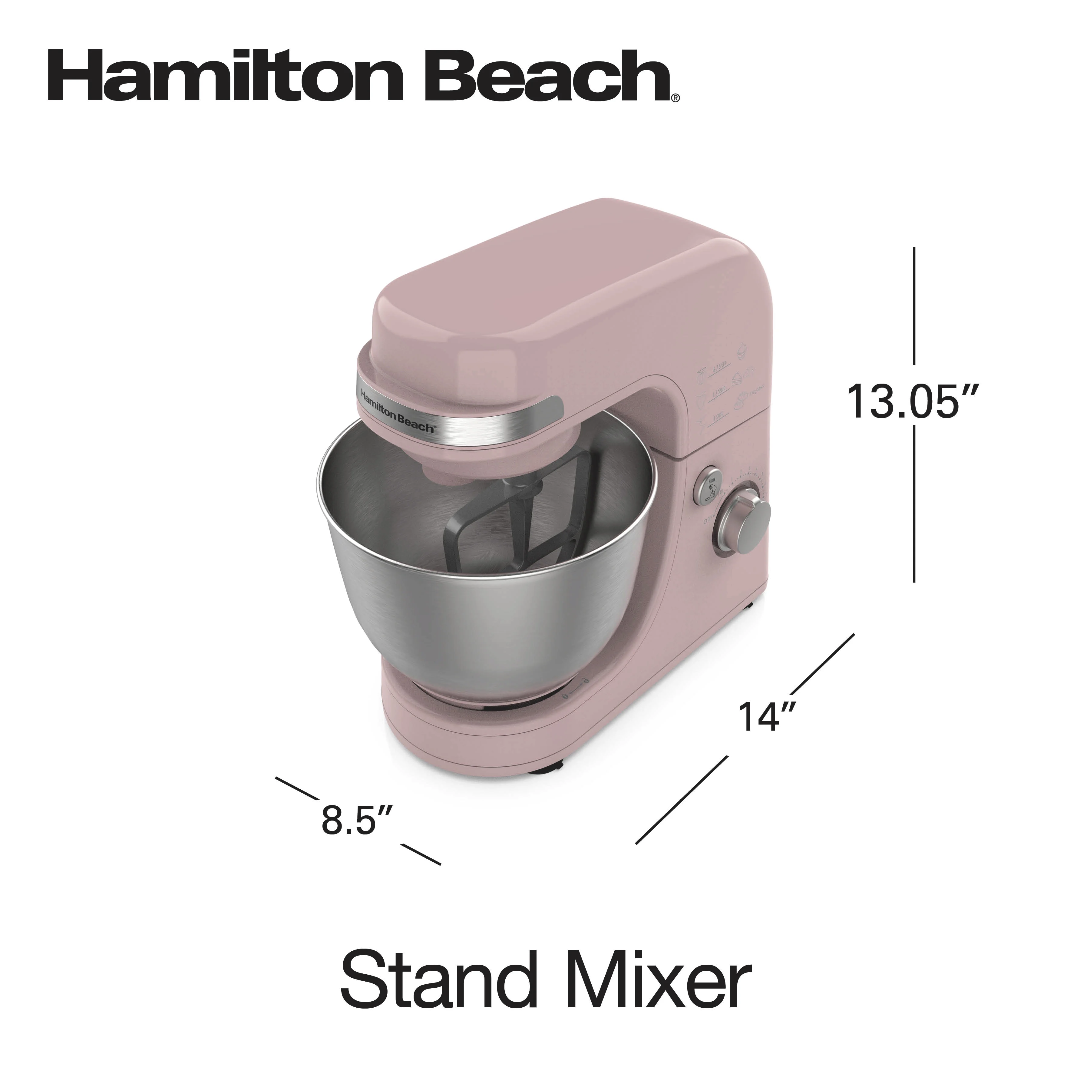 Hamilton Beach 4 Quart Stand Mixer for Kitchen, 7 Speeds, Tilt-Head, Dough Hook, Whisk & Flat Beater, White