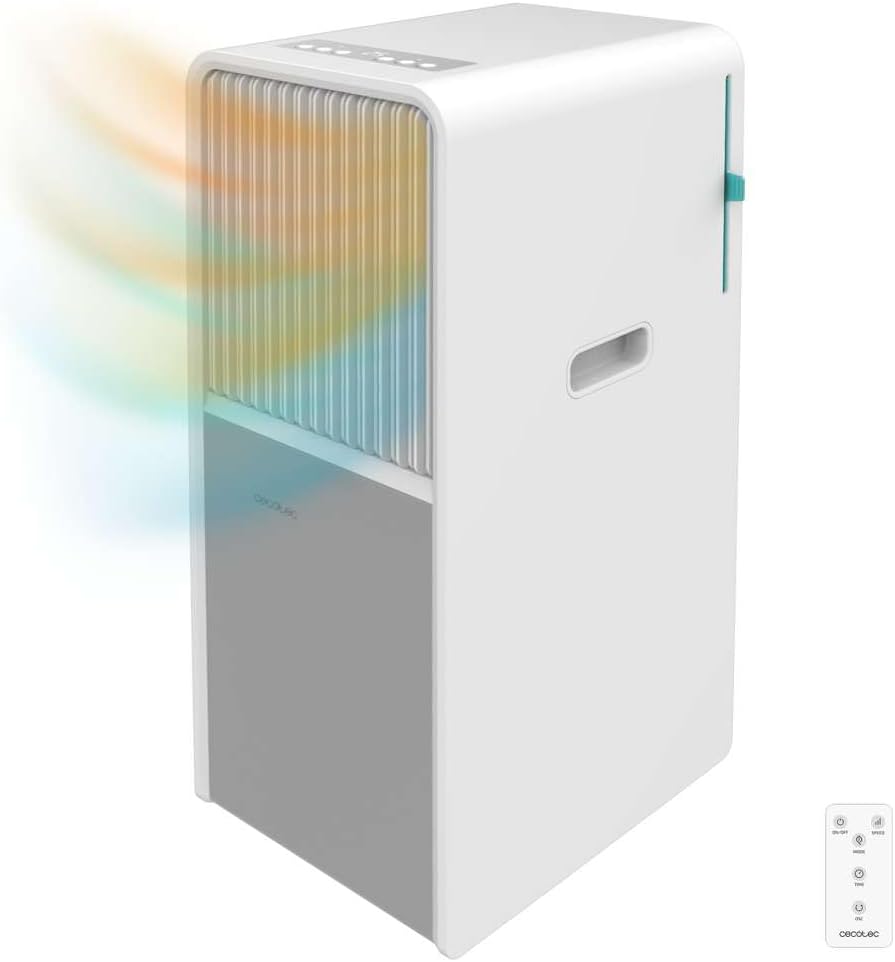 Cecotec Climatizzatore Portatile ForceClima 9150 Style. 9000 BTU, area di copertura 25 m2, telecomando, tattile, schermo a LED, 4 modalità, 2 velocità, modalità deumidificatore, Timer