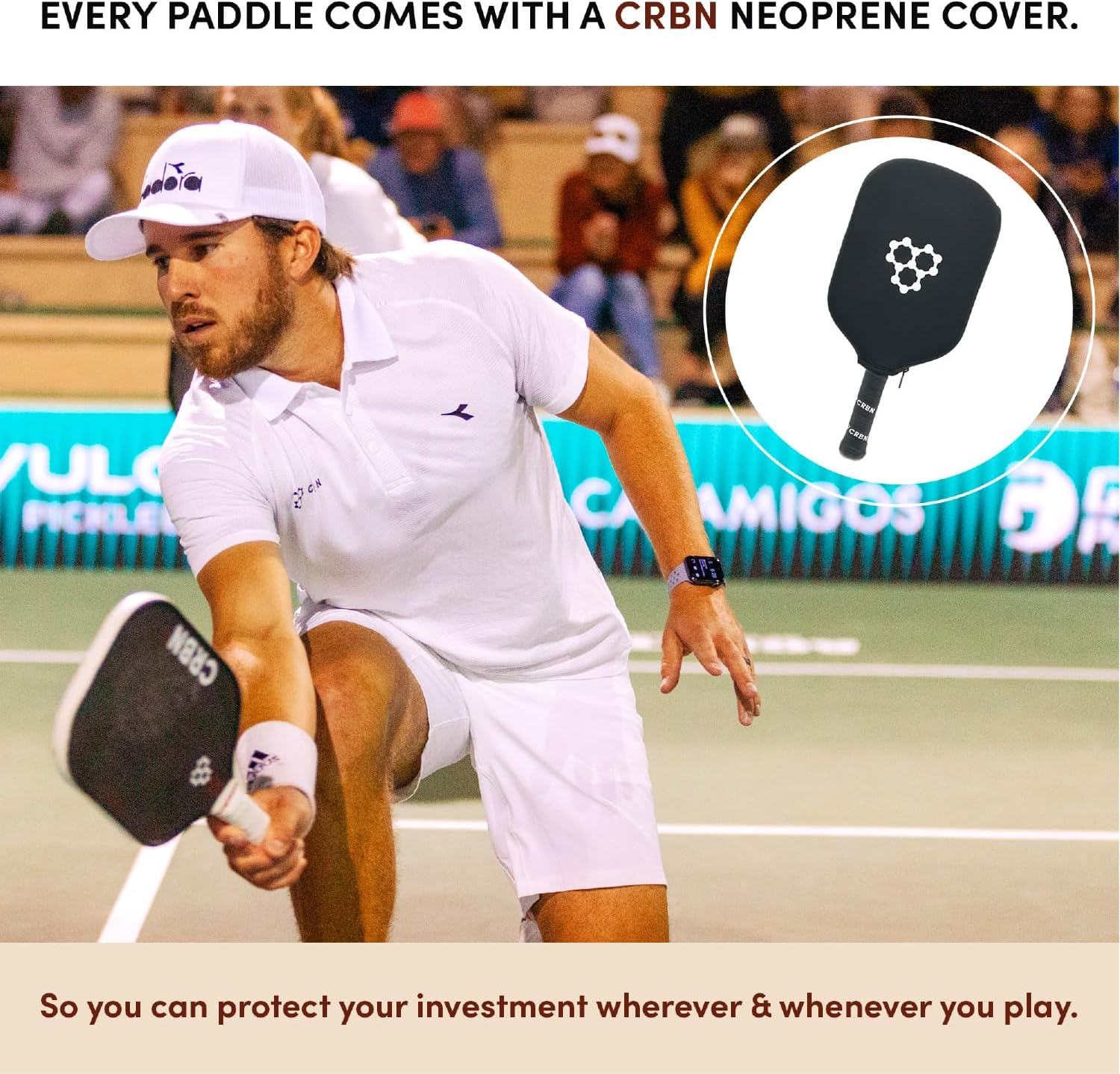 CRBN Power Series Pickleball-Paddel – Kohlefaser-Pickleball-Paddel mit Schaumstoff-eingespritzten Kanten für erweiterten Sweet Spot