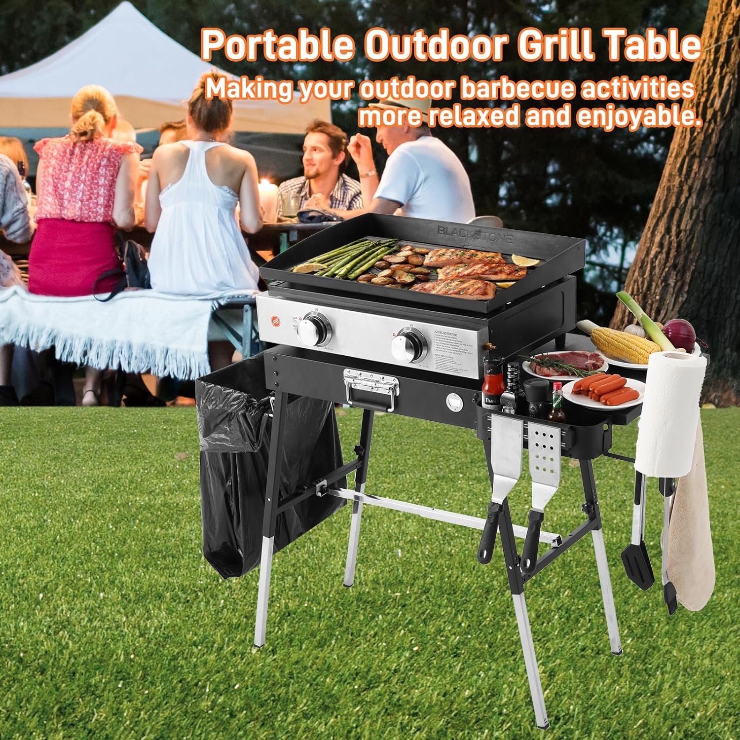 GANGSHELO Portable Folding Grill Stand for 17/22 Blackstone Griddles &ndash; Durable Outdoor BBQ Table
