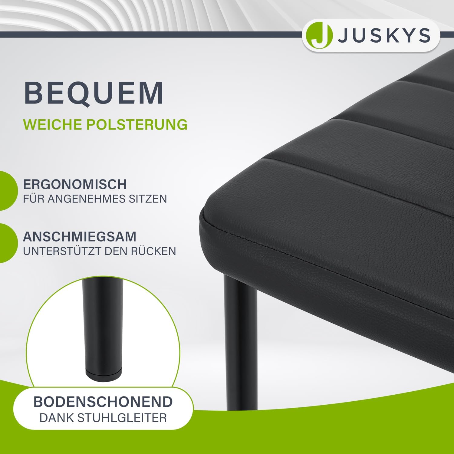 Juskys Set da pranzo Dalya - Set con tavolo da pranzo e sedie per 4 persone - Sala da pranzo con 4 sedie e tavolo - Arredamento moderno per sala da pranzo in nero