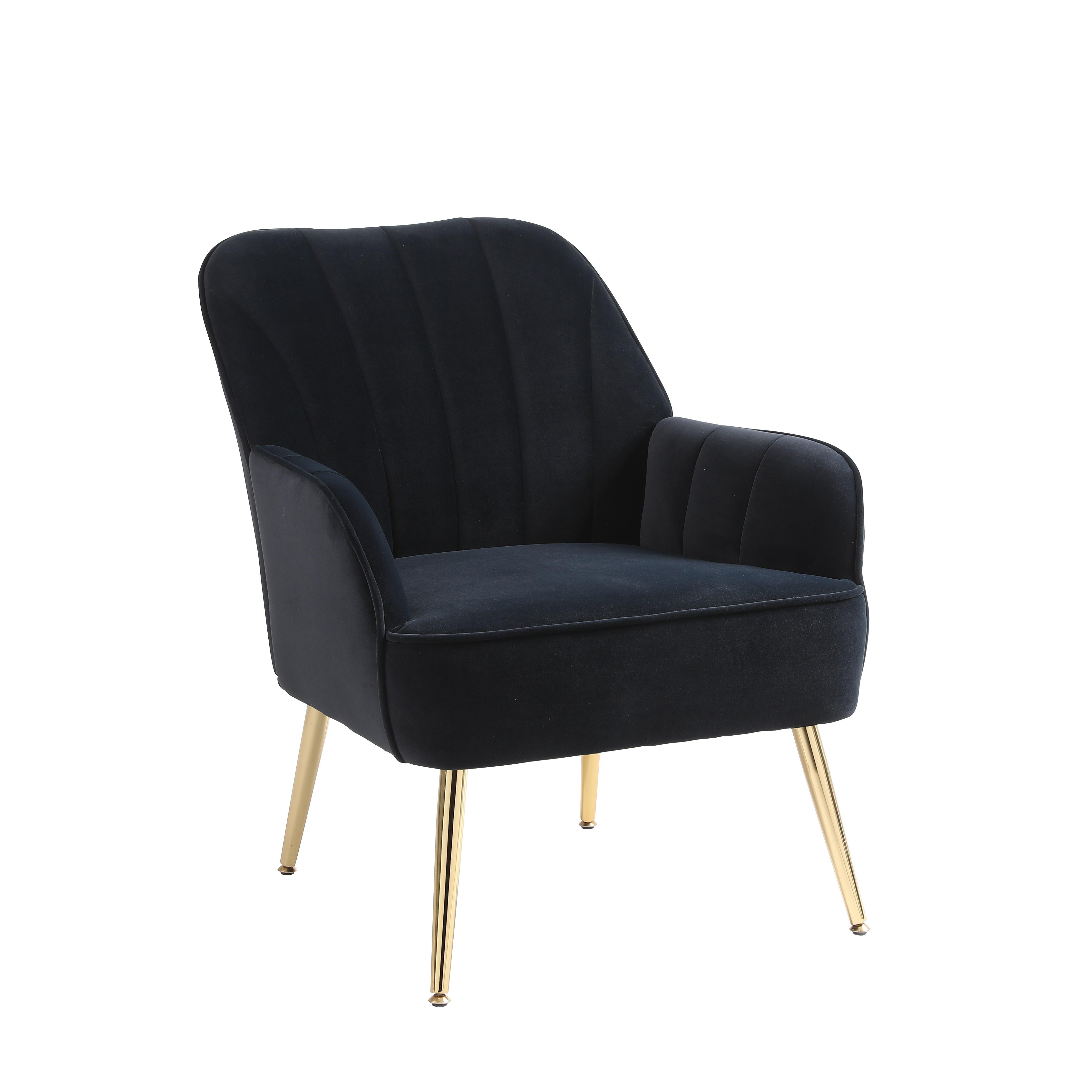 Freizeitstuhl mit Bezug in Samtoptik, Ergonomisches Design, 64x72,8x77,9 cm, Schwarz