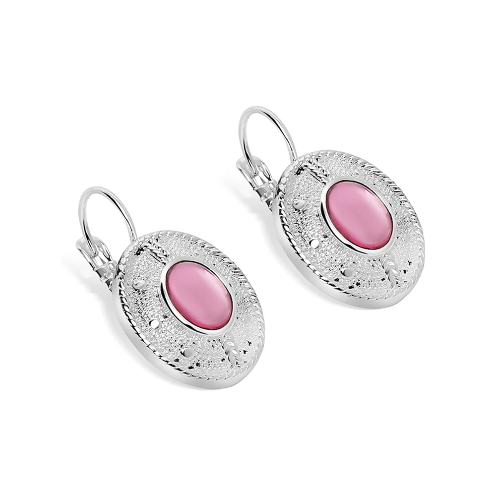 Newbridge Silverware Earrings with Pink Stone