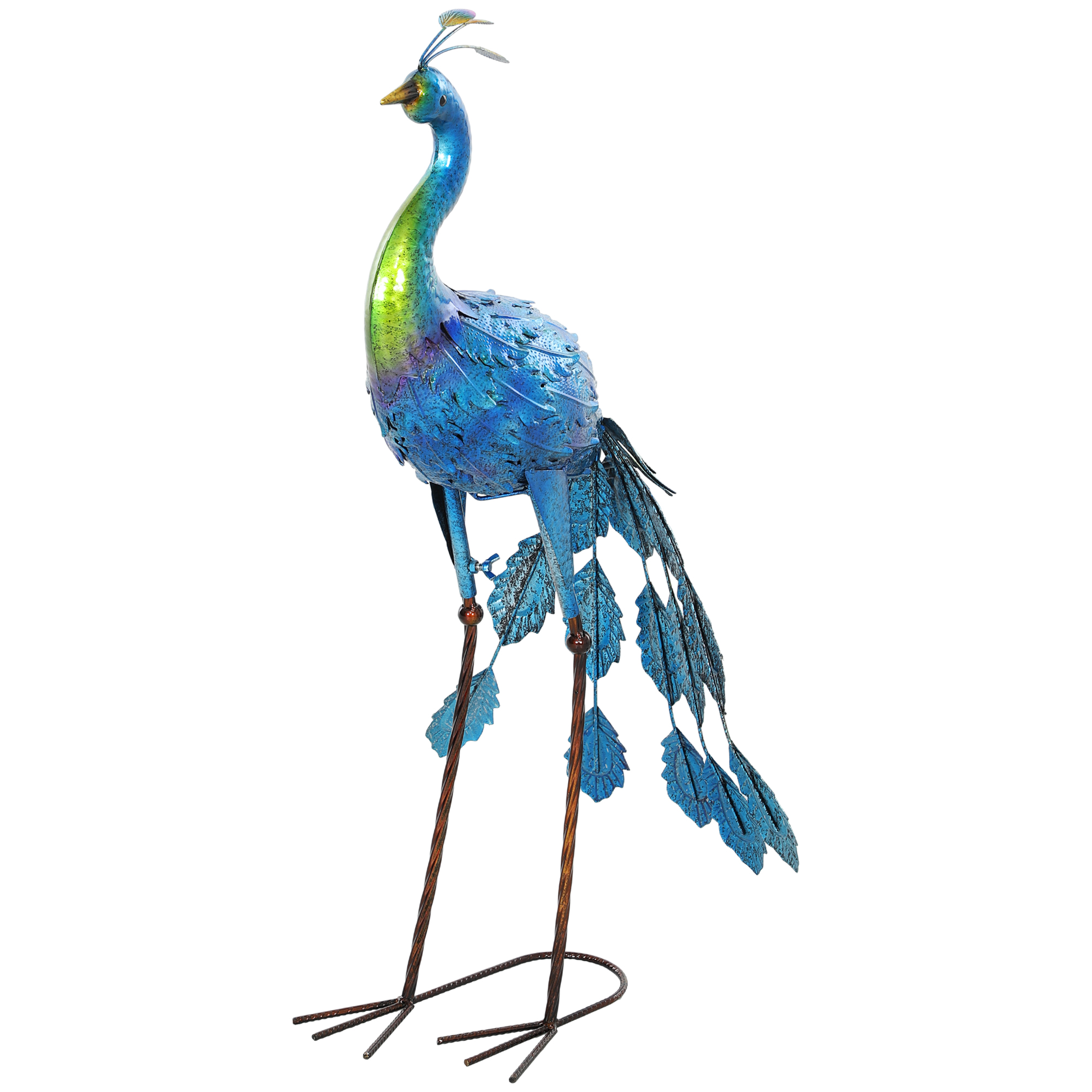 Outsunny Pfau Statue für den Garten Garten Dekoration aus Metall wetterbeständig 40 x 43 x 83 cm Multicolor